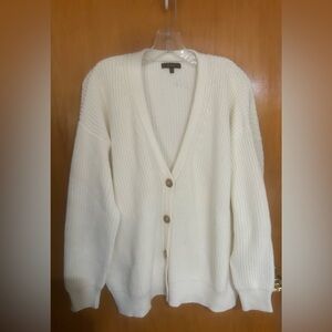 Quince 100% Organic Cotton Fisherman Boxy Cropped Cardigan in Ivory!